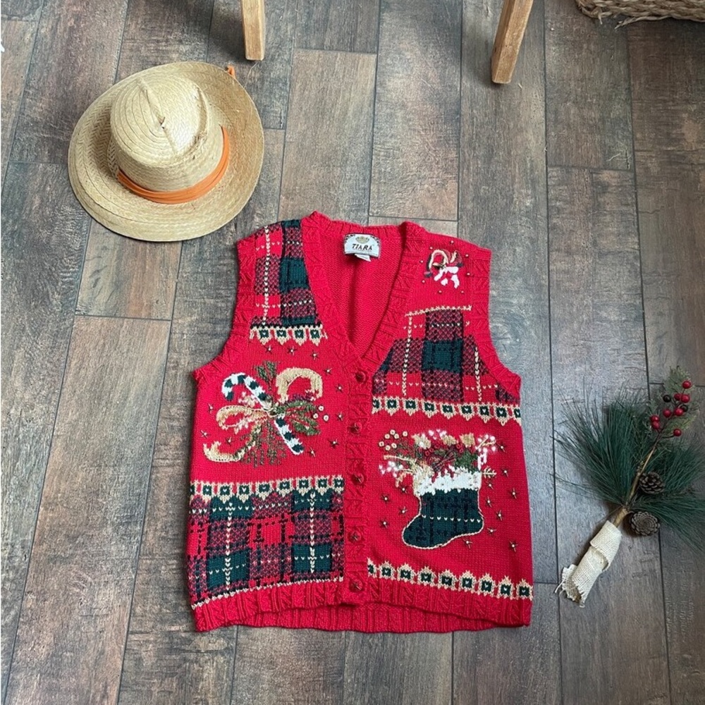 Vintage 1996 Tiara Christmas Sweater Vest